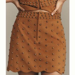 NWT Anthropologie Mare Mare Faux Suede Rivet-Trim Mini Skirt Size XL